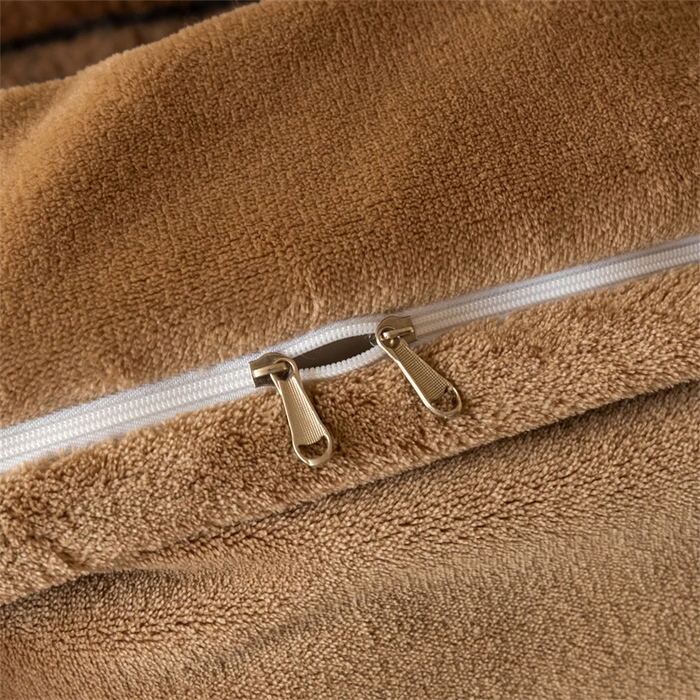 91家纺网 家纺一手货源 找家纺 启程家纺 2025新款A类加厚兔毛220克牛奶绒拼角四件套 寻彩-咖