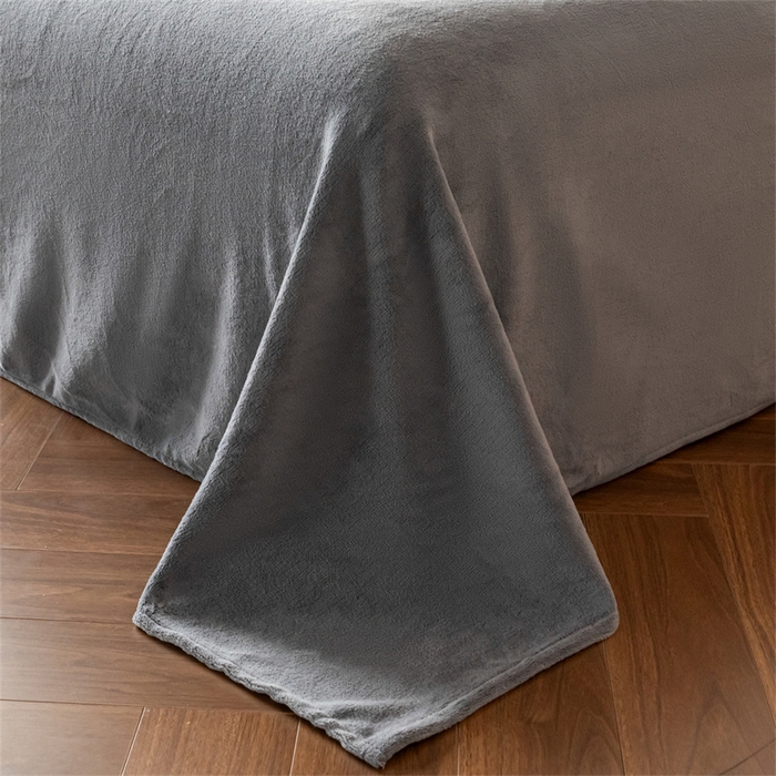 91家纺网 家纺一手货源 找家纺 启程家纺 2025新款A类加厚兔毛220克牛奶绒拼角四件套 野趣-灰