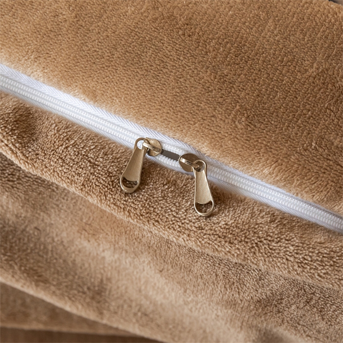 91家纺网 家纺一手货源 找家纺 启程家纺 2025新款A类加厚兔毛220克牛奶绒拼角四件套 野趣-咖