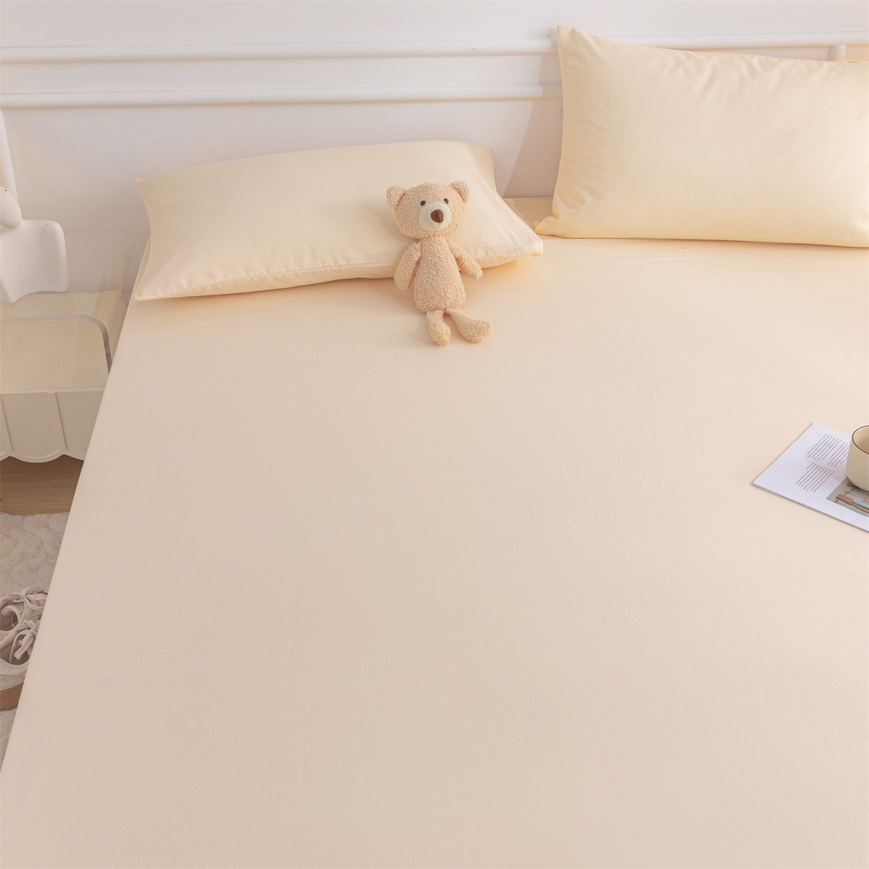 91家纺网 家纺一手货源 找家纺 恒爱家纺 2025新款亲肤舒适全棉纯棉A类单床笠单品床笠单件床笠 米杏