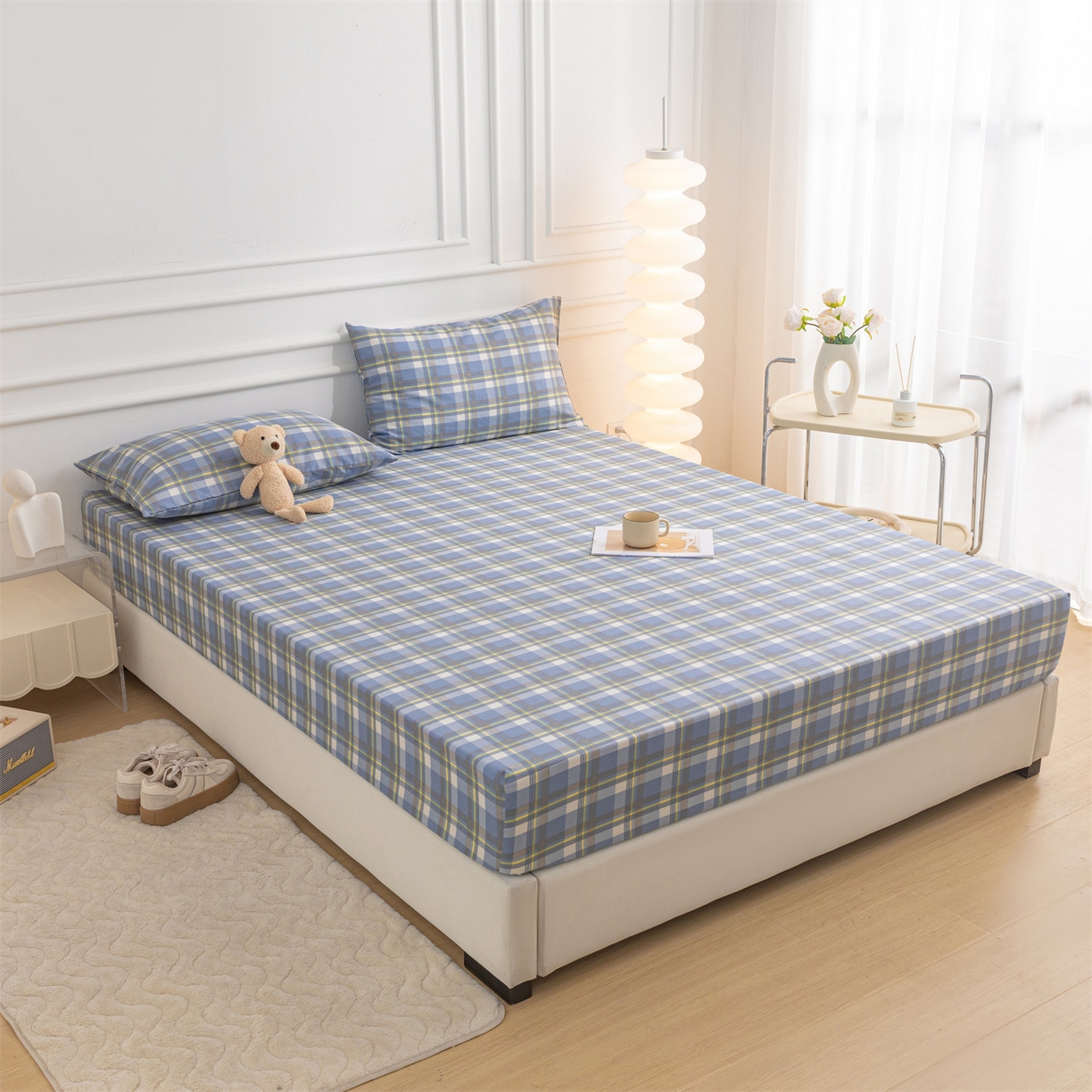 91家纺网 家纺一手货源 找家纺 恒爱家纺 2025新款亲肤舒适全棉纯棉A类单床笠单品床笠单件床笠 莫尼蓝