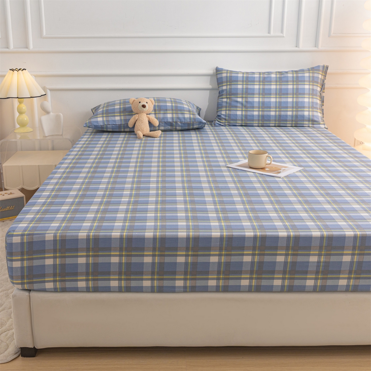 91家纺网 家纺一手货源 找家纺 恒爱家纺 2025新款亲肤舒适全棉纯棉A类单床笠单品床笠单件床笠 莫尼蓝