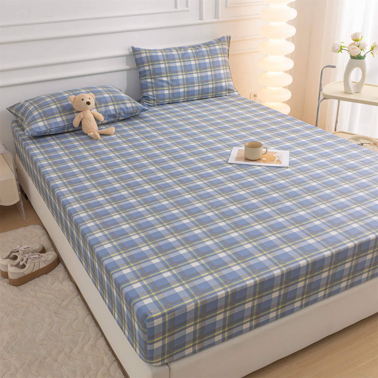 91家纺网 家纺一手货源 找家纺 恒爱家纺 2025新款亲肤舒适全棉纯棉A类单床笠单品床笠单件床笠 莫尼蓝