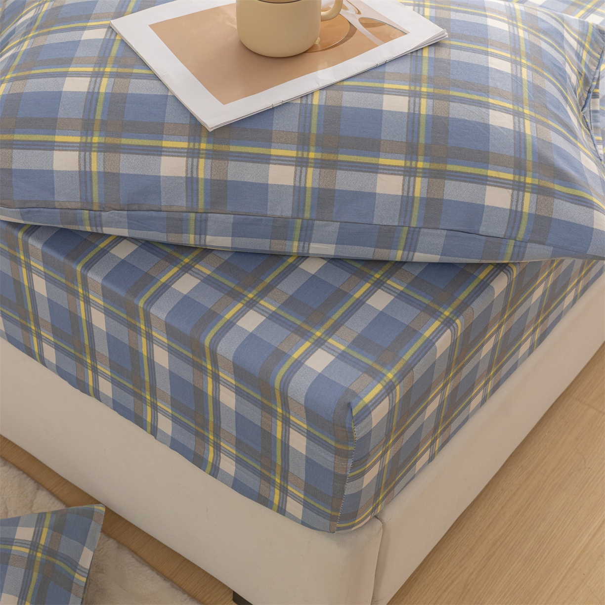 91家纺网 家纺一手货源 找家纺 恒爱家纺 2025新款亲肤舒适全棉纯棉A类单床笠单品床笠单件床笠 莫尼蓝