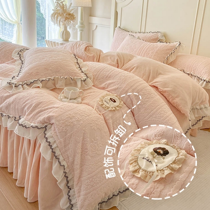 91家纺网 家纺一手货源 找家纺 （总）亲亲公主 2025全棉蕾丝花边床裙公主风四件套