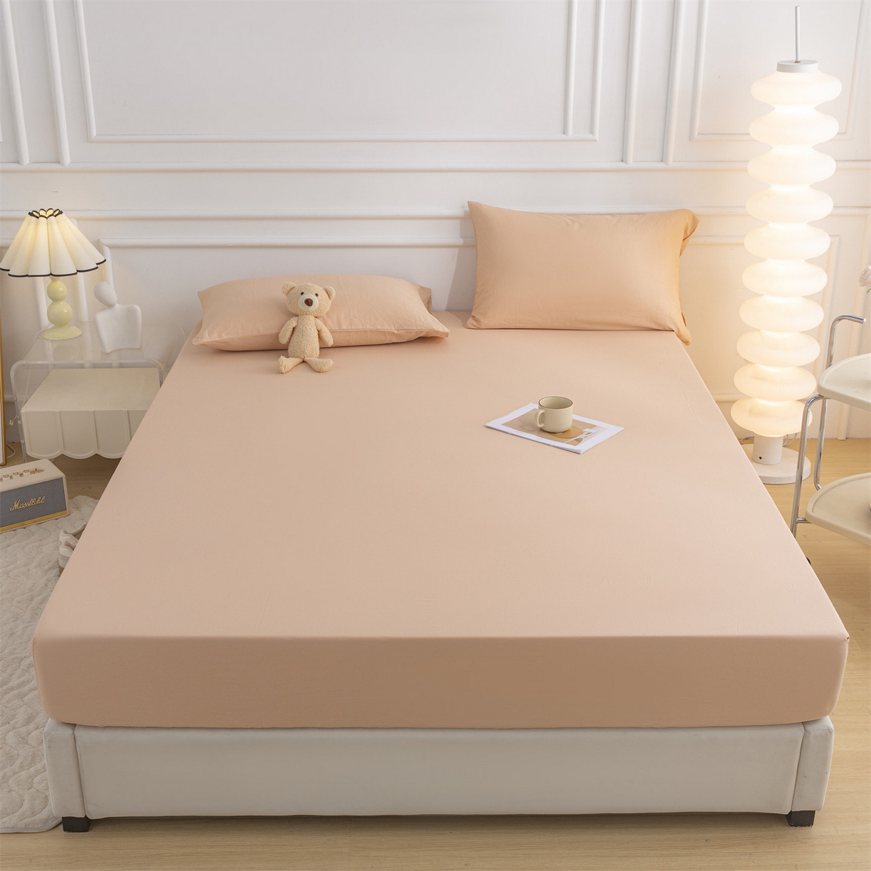 91家纺网 家纺一手货源 找家纺 恒爱家纺 2025新款亲肤舒适全棉纯棉A类单床笠单品床笠单件床笠 奶茶色