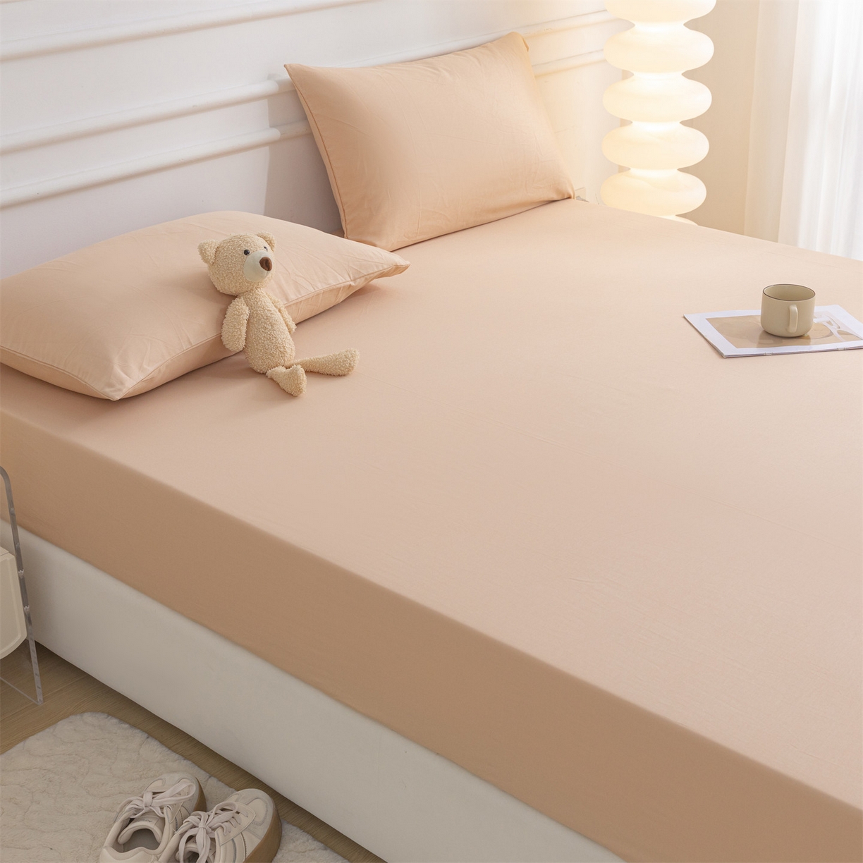 91家纺网 家纺一手货源 找家纺 恒爱家纺 2025新款亲肤舒适全棉纯棉A类单床笠单品床笠单件床笠 奶茶色