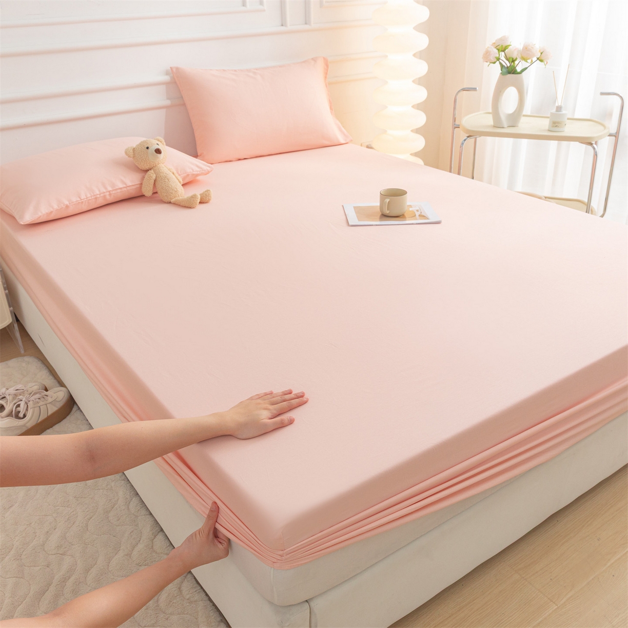 恒爱家纺 2025新款亲肤舒适全棉纯棉A类单床笠单品床笠单件床笠 奶油粉