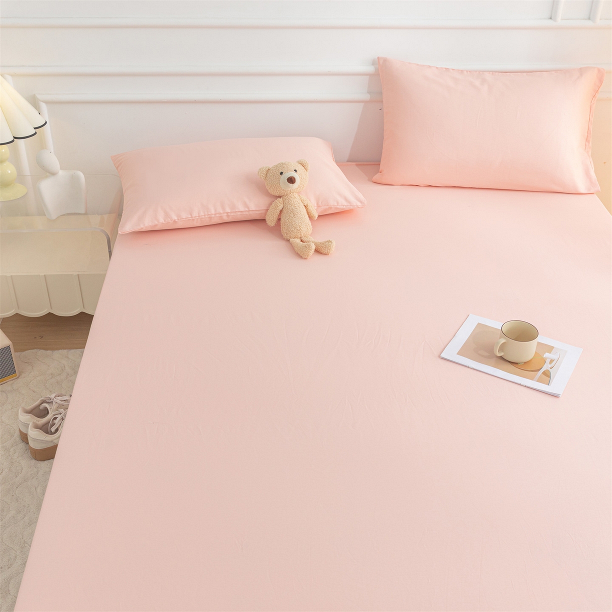 91家纺网 家纺一手货源 找家纺 恒爱家纺 2025新款亲肤舒适全棉纯棉A类单床笠单品床笠单件床笠 奶油粉