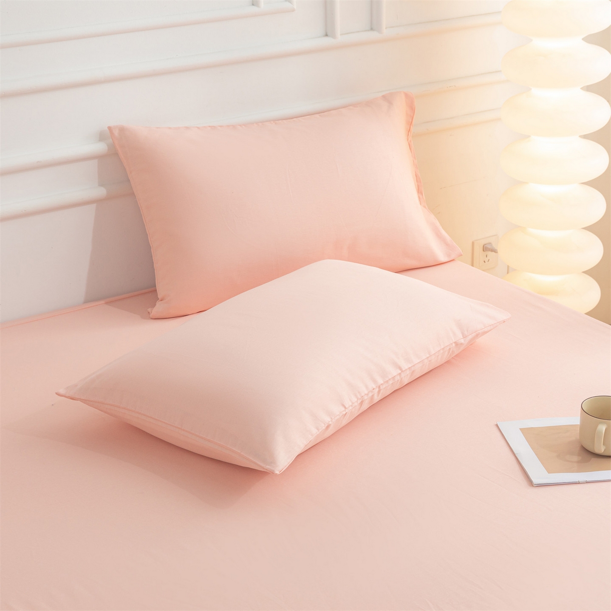 91家纺网 家纺一手货源 找家纺 恒爱家纺 2025新款亲肤舒适全棉纯棉A类单床笠单品床笠单件床笠 奶油粉