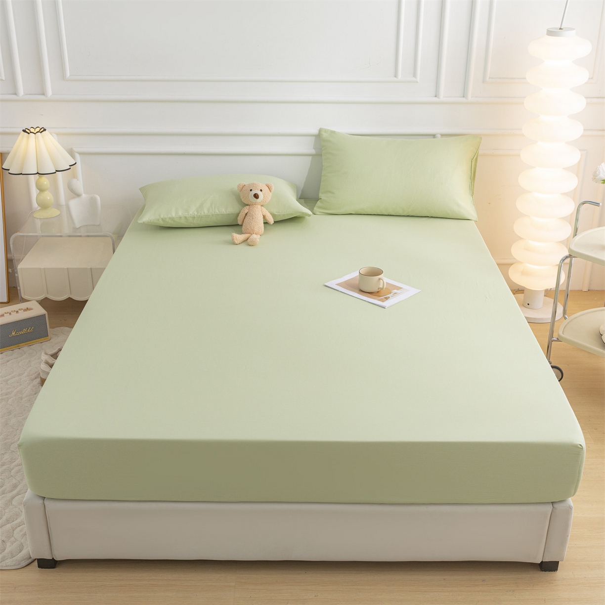 91家纺网 家纺一手货源 找家纺 恒爱家纺 2025新款亲肤舒适全棉纯棉A类单床笠单品床笠单件床笠 嫩绿