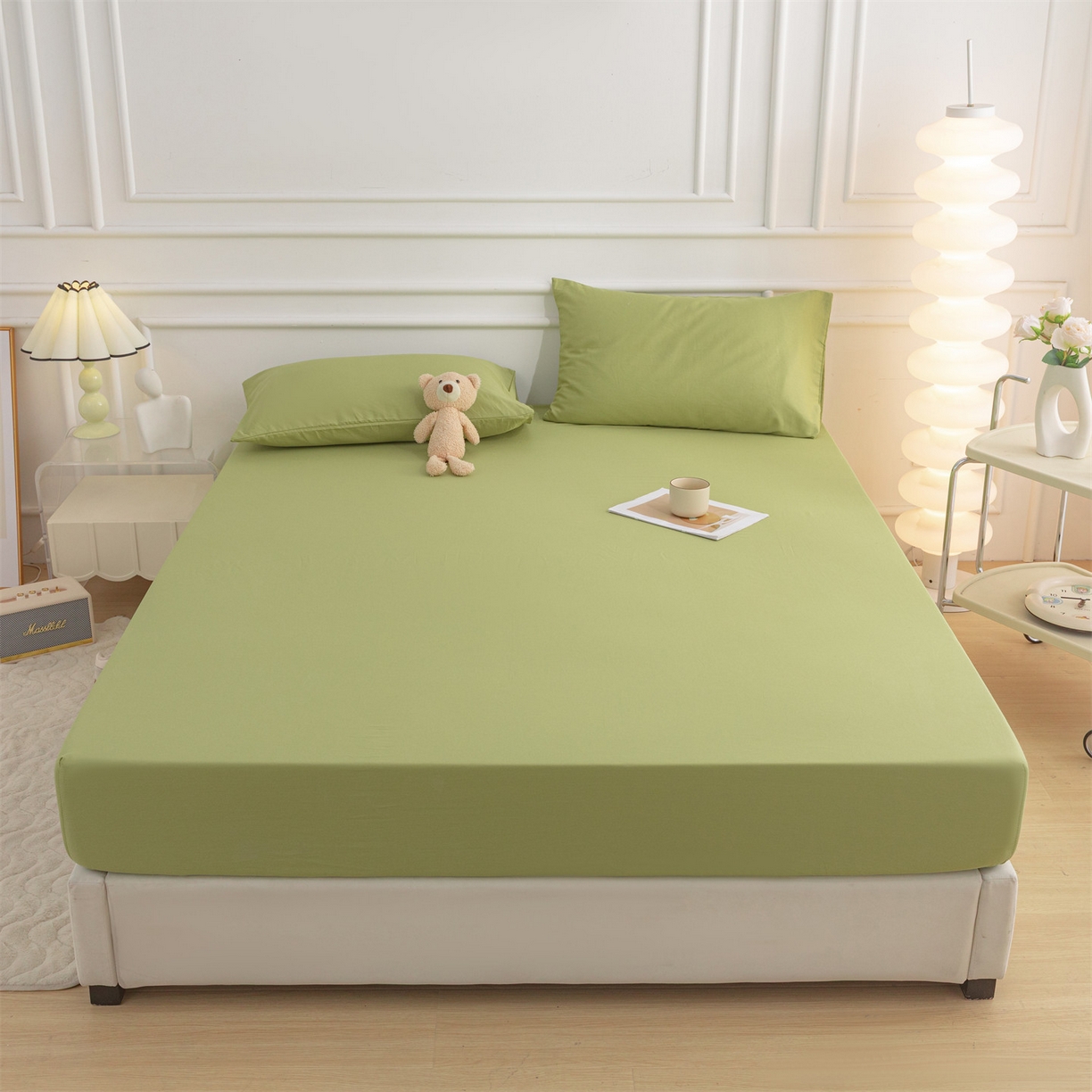 91家纺网 家纺一手货源 找家纺 恒爱家纺 2025新款亲肤舒适全棉纯棉A类单床笠单品床笠单件床笠 牛油果绿