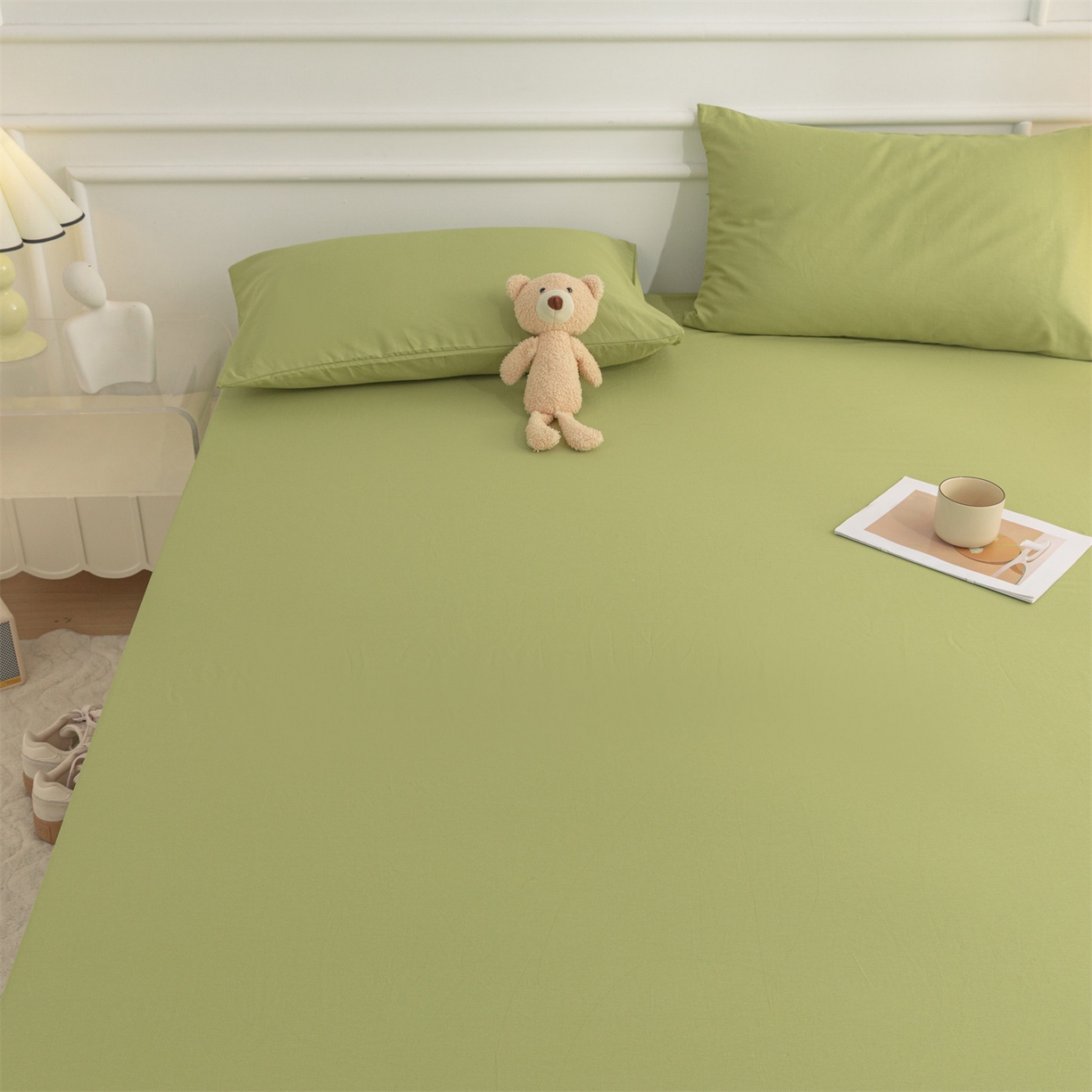 91家纺网 家纺一手货源 找家纺 恒爱家纺 2025新款亲肤舒适全棉纯棉A类单床笠单品床笠单件床笠 牛油果绿