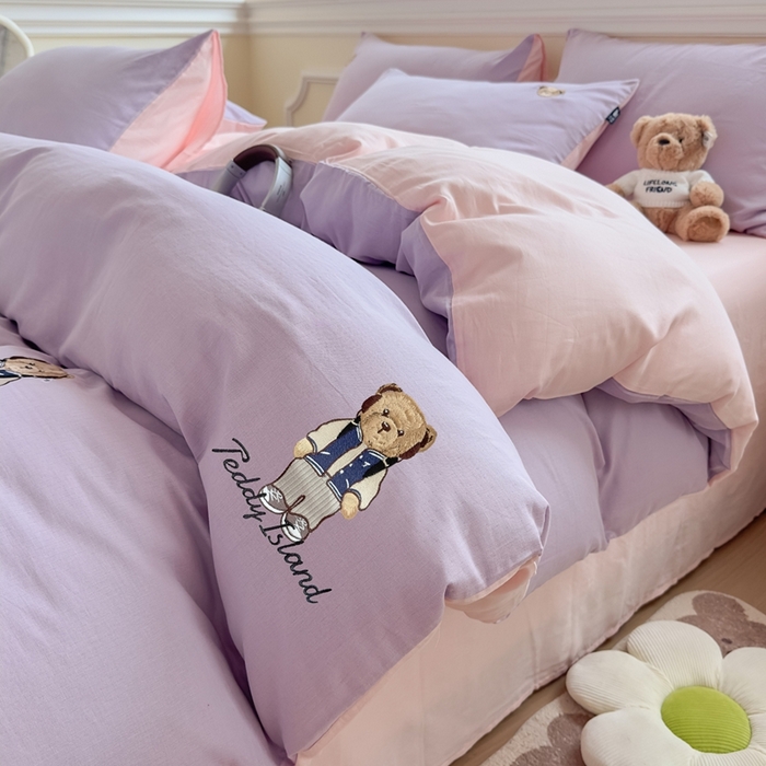 91家纺网 家纺一手货源 找家纺 （总）泰迪爱兰Teddy ISLAND 2025新款轻奢全棉双层纱绣花四件套