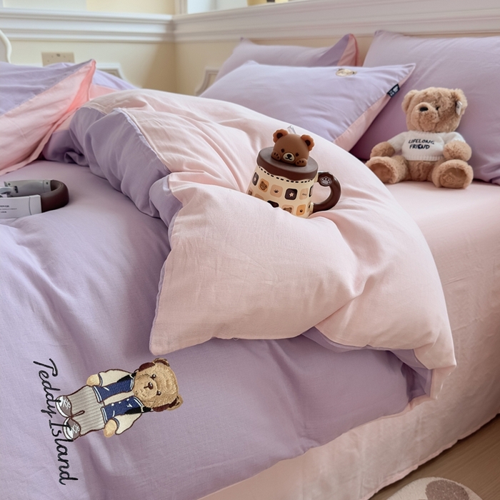 91家纺网 家纺一手货源 找家纺 （总）泰迪爱兰Teddy ISLAND 2025新款轻奢全棉双层纱绣花四件套