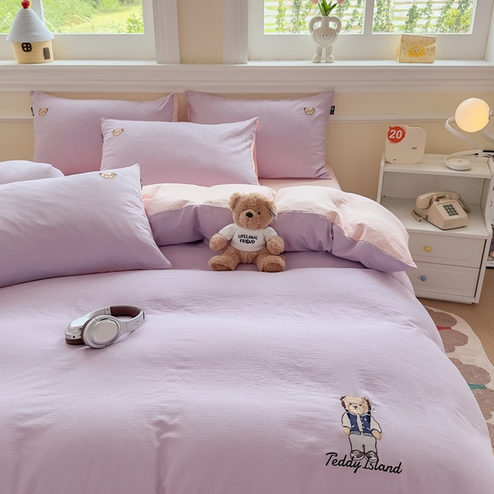 91家纺网 家纺一手货源 找家纺 （总）泰迪爱兰Teddy ISLAND 2025新款轻奢全棉双层纱绣花四件套