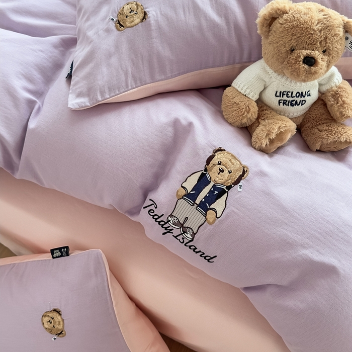 91家纺网 家纺一手货源 找家纺 （总）泰迪爱兰Teddy ISLAND 2025新款轻奢全棉双层纱绣花四件套