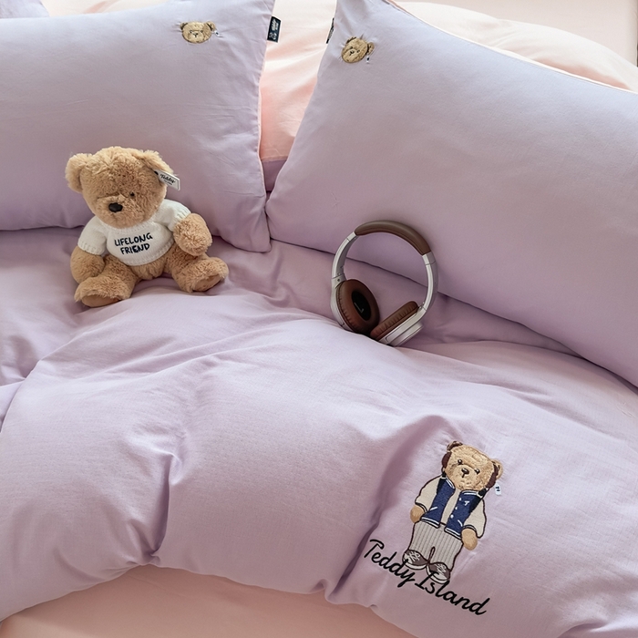 91家纺网 家纺一手货源 找家纺 （总）泰迪爱兰Teddy ISLAND 2025新款轻奢全棉双层纱绣花四件套