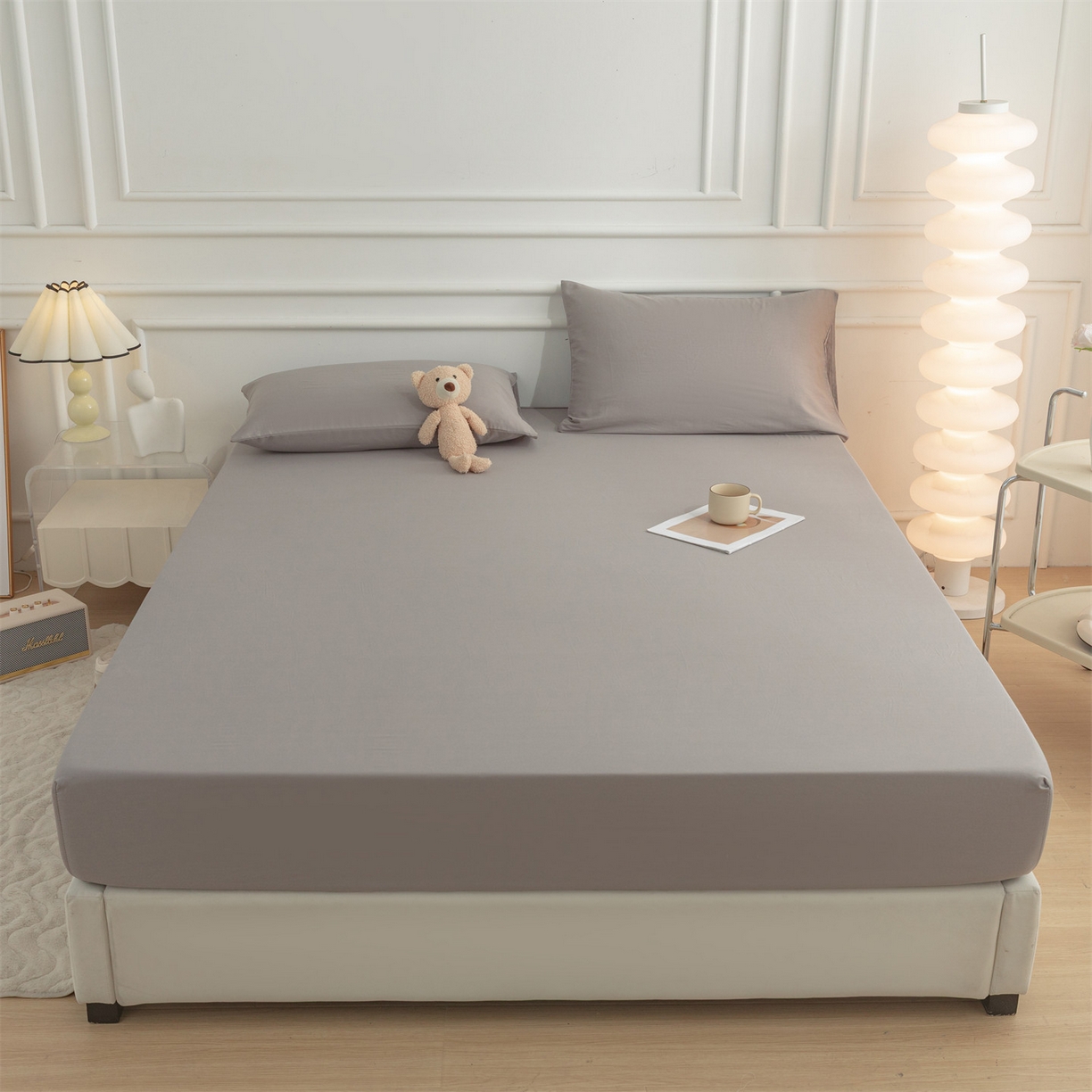 91家纺网 家纺一手货源 找家纺 恒爱家纺 2025新款亲肤舒适全棉纯棉A类单床笠单品床笠单件床笠 深灰