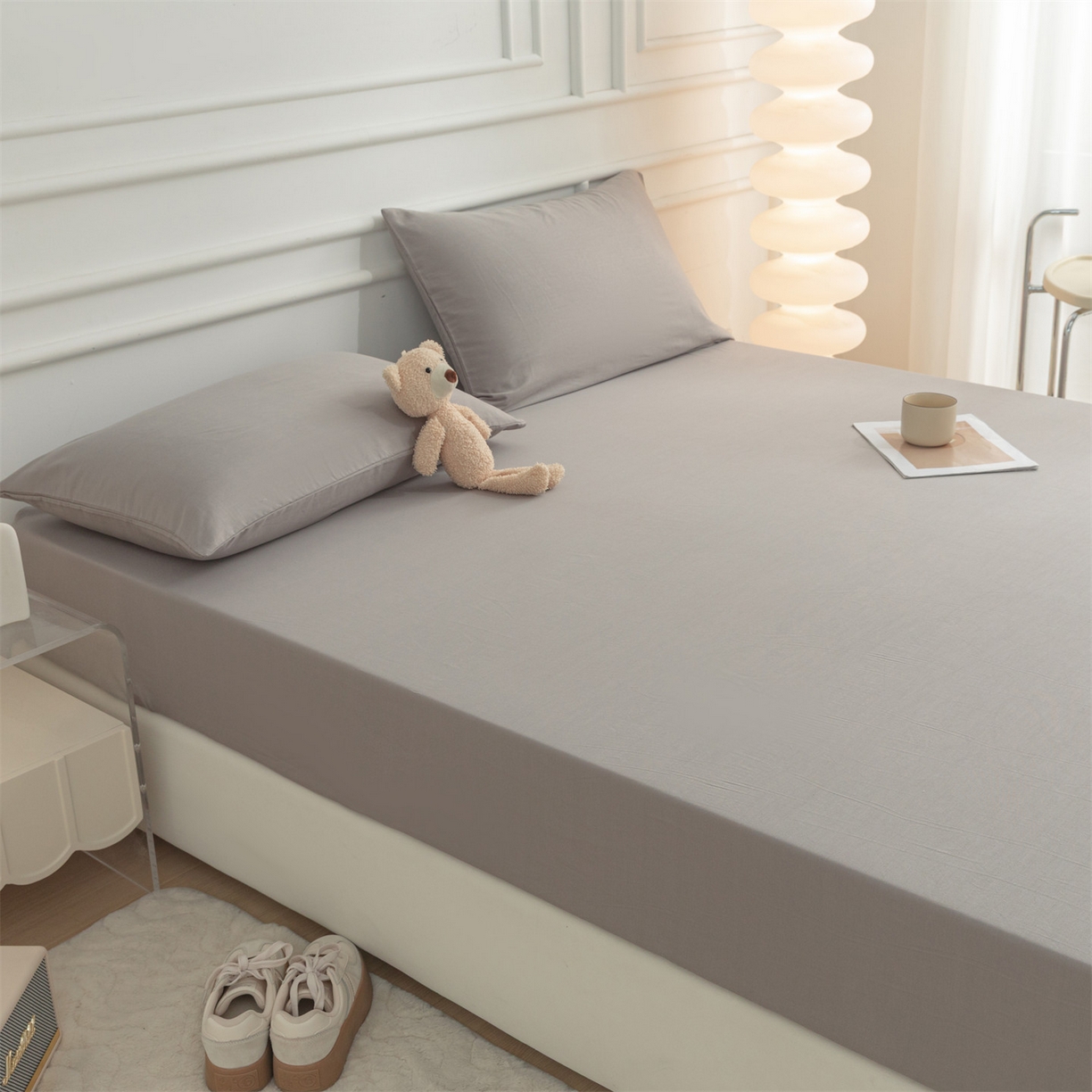 91家纺网 家纺一手货源 找家纺 恒爱家纺 2025新款亲肤舒适全棉纯棉A类单床笠单品床笠单件床笠 深灰