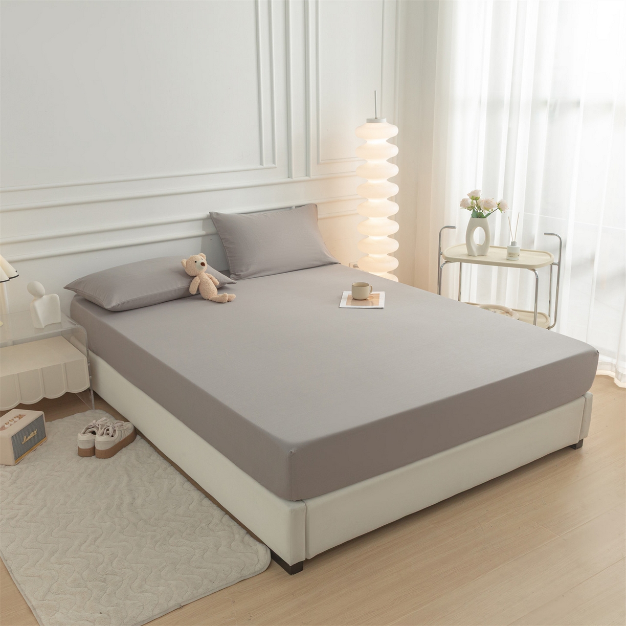 91家纺网 家纺一手货源 找家纺 恒爱家纺 2025新款亲肤舒适全棉纯棉A类单床笠单品床笠单件床笠 深灰