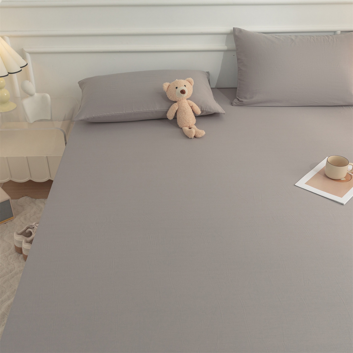 91家纺网 家纺一手货源 找家纺 恒爱家纺 2025新款亲肤舒适全棉纯棉A类单床笠单品床笠单件床笠 深灰