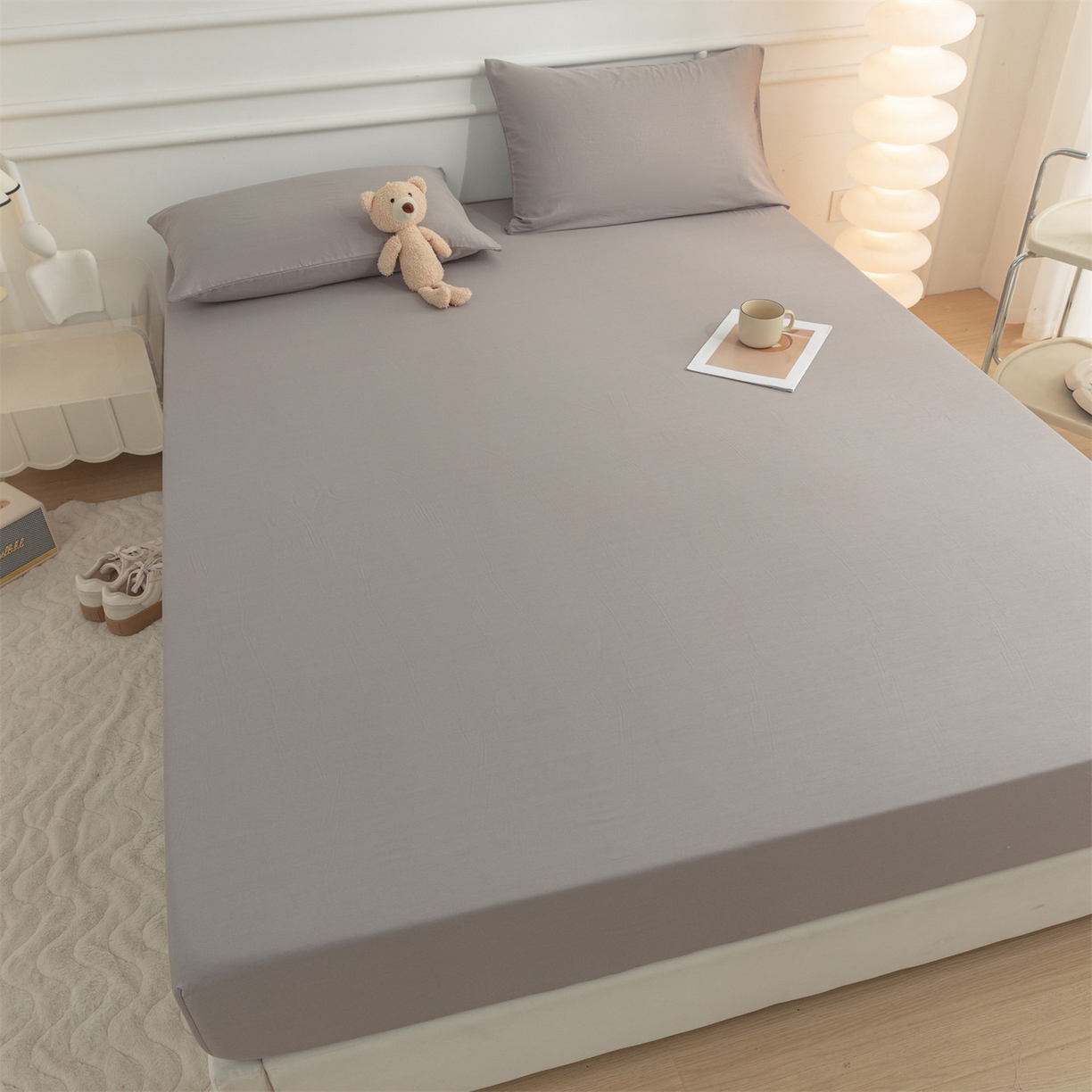 91家纺网 家纺一手货源 找家纺 恒爱家纺 2025新款亲肤舒适全棉纯棉A类单床笠单品床笠单件床笠 深灰