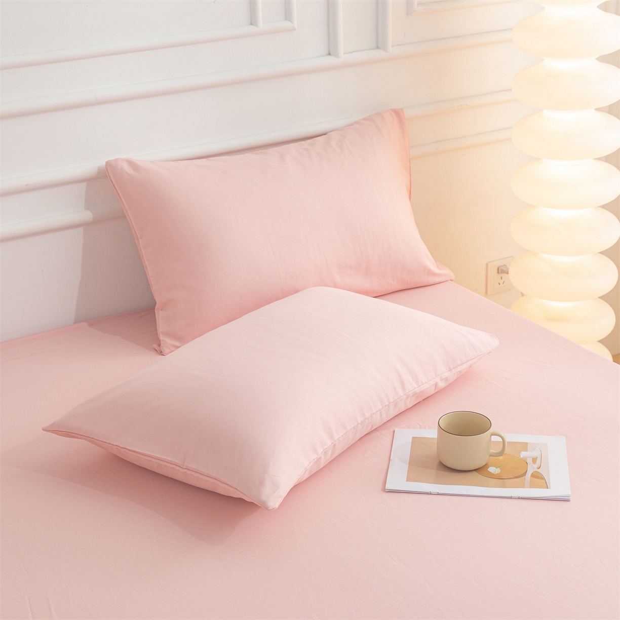 91家纺网 家纺一手货源 找家纺 恒爱家纺 2025新款亲肤舒适全棉纯棉A类单床笠单品床笠单件床笠 水柿粉