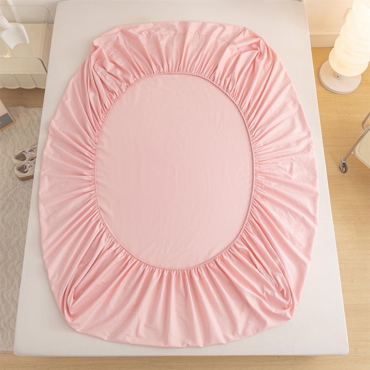 91家纺网 家纺一手货源 找家纺 恒爱家纺 2025新款亲肤舒适全棉纯棉A类单床笠单品床笠单件床笠 水柿粉