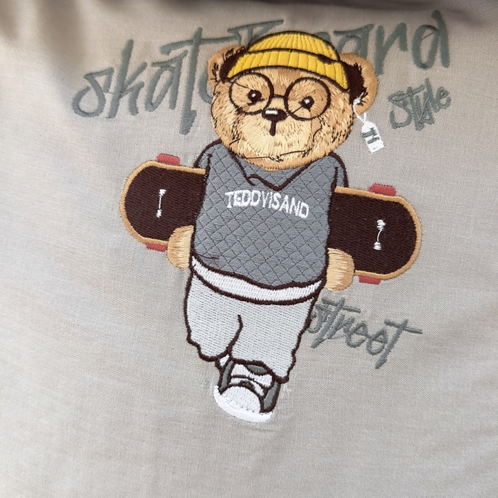 91家纺网 家纺一手货源 找家纺 泰迪爱兰Teddy ISLAND 2025新款轻奢全棉双层纱绣花四件套 天空灰+海盐蓝