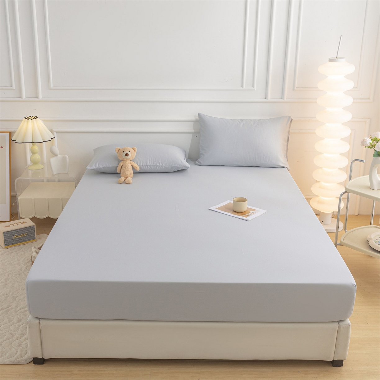 91家纺网 家纺一手货源 找家纺 恒爱家纺 2025新款亲肤舒适全棉纯棉A类单床笠单品床笠单件床笠 梧桐灰