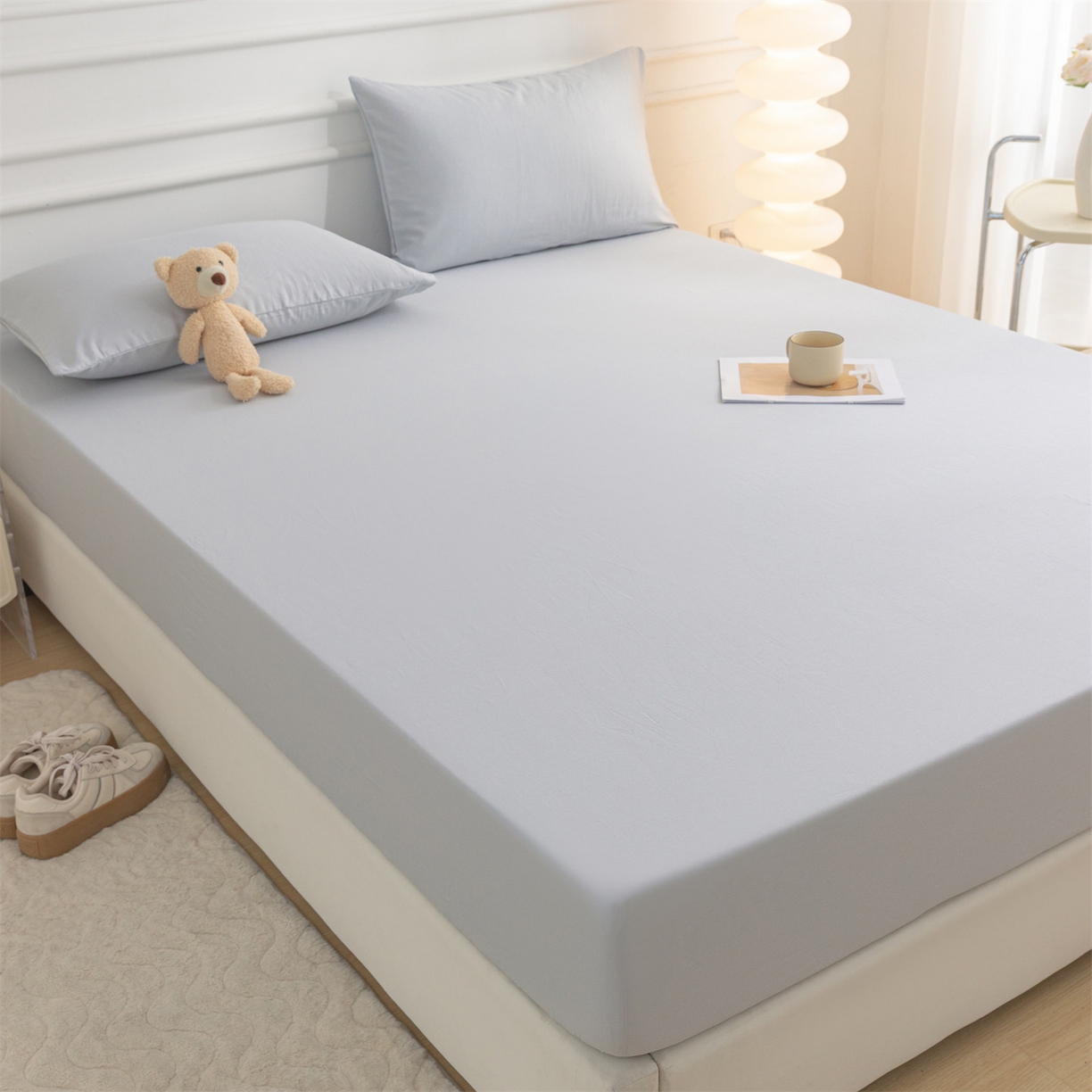 91家纺网 家纺一手货源 找家纺 恒爱家纺 2025新款亲肤舒适全棉纯棉A类单床笠单品床笠单件床笠 梧桐灰