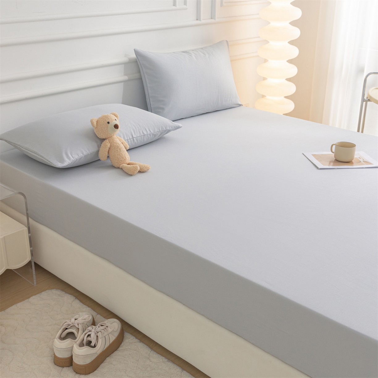 91家纺网 家纺一手货源 找家纺 恒爱家纺 2025新款亲肤舒适全棉纯棉A类单床笠单品床笠单件床笠 梧桐灰