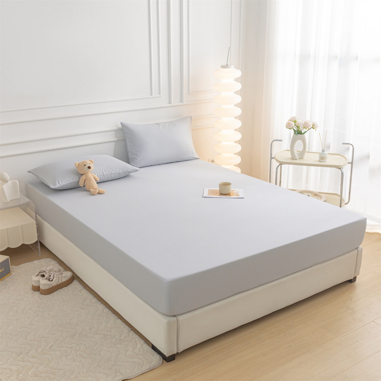 91家纺网 家纺一手货源 找家纺 恒爱家纺 2025新款亲肤舒适全棉纯棉A类单床笠单品床笠单件床笠 梧桐灰