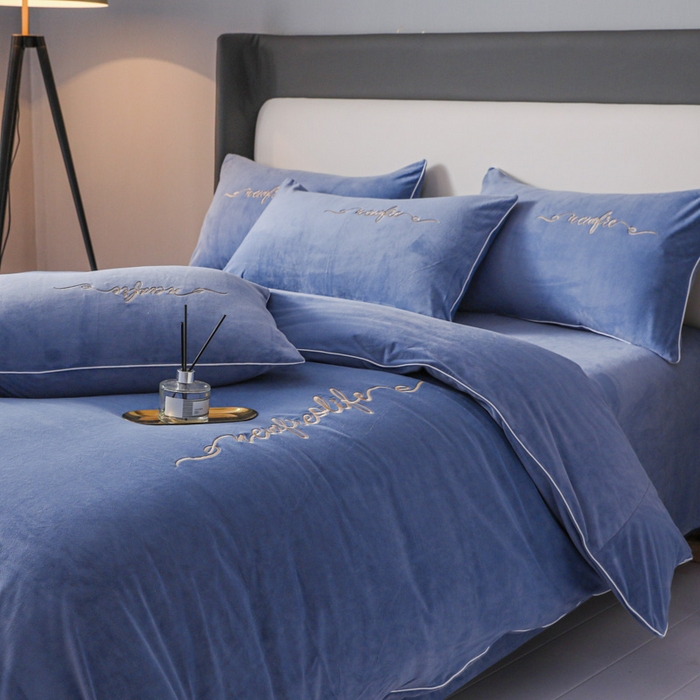 91家纺网 家纺一手货源 找家纺 （总）禧澜庭 2025新款A类婴儿绒宝宝绒牛奶绒纯色四件套-暖阳