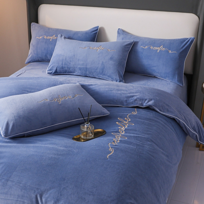 91家纺网 家纺一手货源 找家纺 （总）禧澜庭 2025新款A类婴儿绒宝宝绒牛奶绒纯色四件套-暖阳