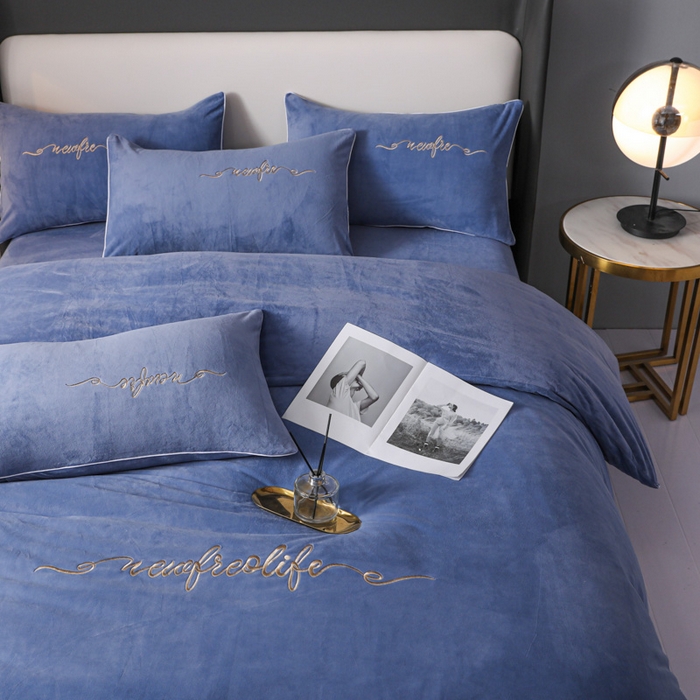 91家纺网 家纺一手货源 找家纺 （总）禧澜庭 2025新款A类婴儿绒宝宝绒牛奶绒纯色四件套-暖阳