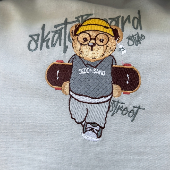 91家纺网 家纺一手货源 找家纺 泰迪爱兰Teddy ISLAND 2025新款轻奢全棉双层纱绣花四件套 海盐蓝+天空灰