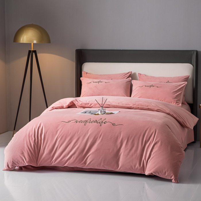 91家纺网 家纺一手货源 找家纺 禧澜庭 2025新款A类婴儿绒宝宝绒牛奶绒纯色四件套-暖阳 暖阳-豆沙粉