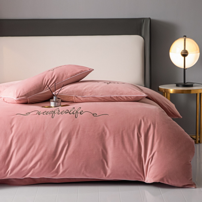 91家纺网 家纺一手货源 找家纺 禧澜庭 2025新款A类婴儿绒宝宝绒牛奶绒纯色四件套-暖阳 暖阳-豆沙粉