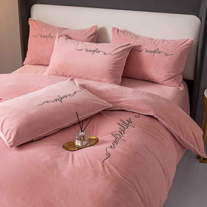 91家纺网 家纺一手货源 找家纺 禧澜庭 2025新款A类婴儿绒宝宝绒牛奶绒纯色四件套-暖阳 暖阳-豆沙粉