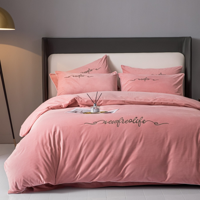 91家纺网 家纺一手货源 找家纺 禧澜庭 2025新款A类婴儿绒宝宝绒牛奶绒纯色四件套-暖阳 暖阳-豆沙粉