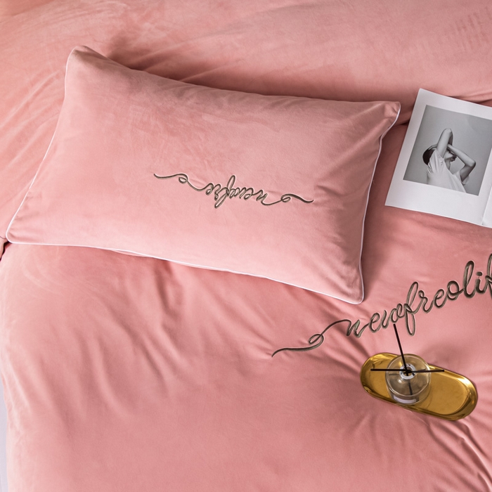 91家纺网 家纺一手货源 找家纺 禧澜庭 2025新款A类婴儿绒宝宝绒牛奶绒纯色四件套-暖阳 暖阳-豆沙粉