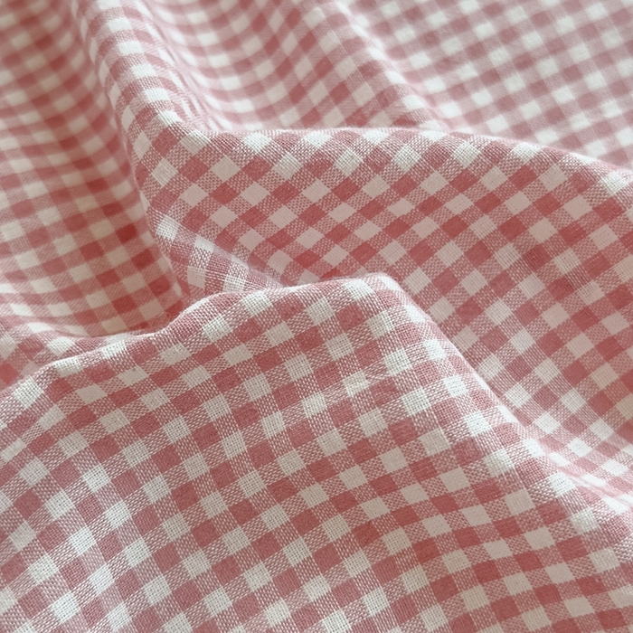 91家纺网 家纺一手货源 找家纺 泰迪爱兰Teddy ISLAND 2026新款全棉色织水洗棉格子绣花四件套 粉密格 