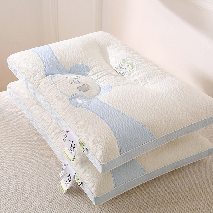 91家纺网 家纺一手货源 找家纺 金牛枕芯 2025新款枕头熊猫趴趴三色情侣系列亲肤护颈枕牵引枕头枕芯 趴趴熊-蓝