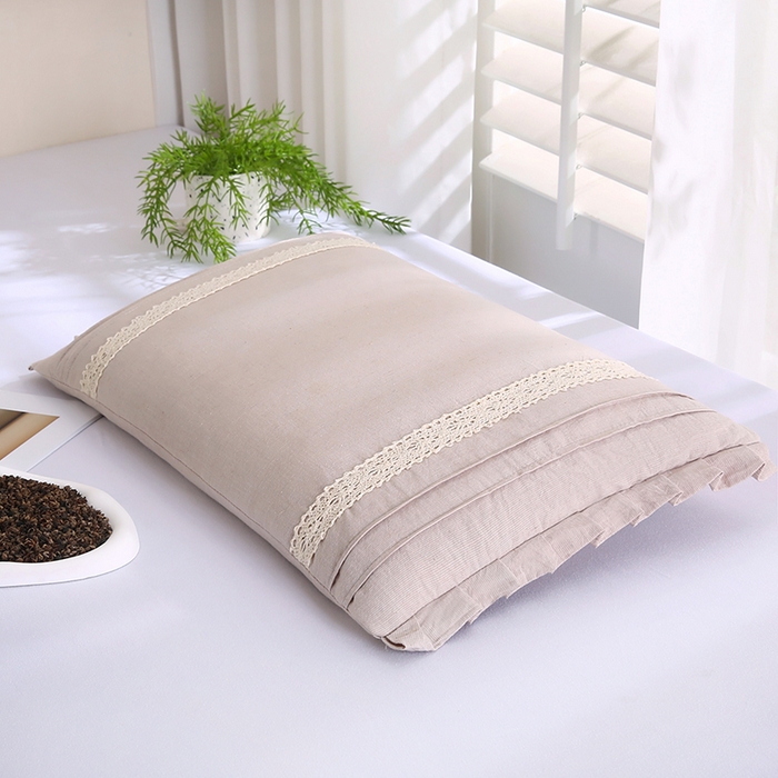 金牛枕芯 2025新款棉麻荞麦枕简约系列枕头枕芯全荞麦枕头枕芯 棉麻枕-卡其