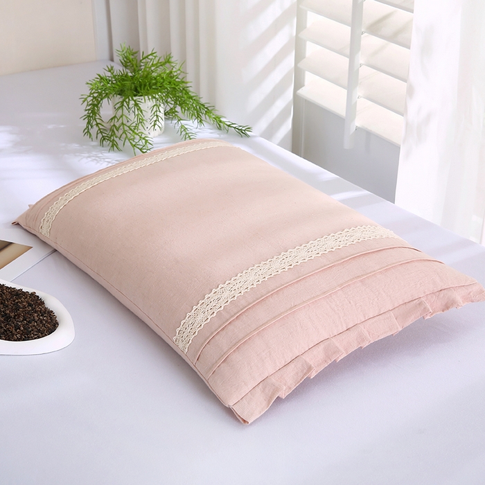 金牛枕芯 2025新款棉麻荞麦枕简约系列枕头枕芯全荞麦枕头枕芯 棉麻枕-粉