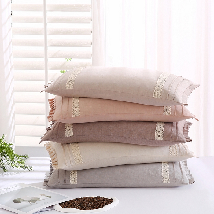 91家纺网 家纺一手货源 找家纺 金牛枕芯 2025新款棉麻荞麦枕简约系列枕头枕芯全荞麦枕头枕芯 棉麻枕-粉