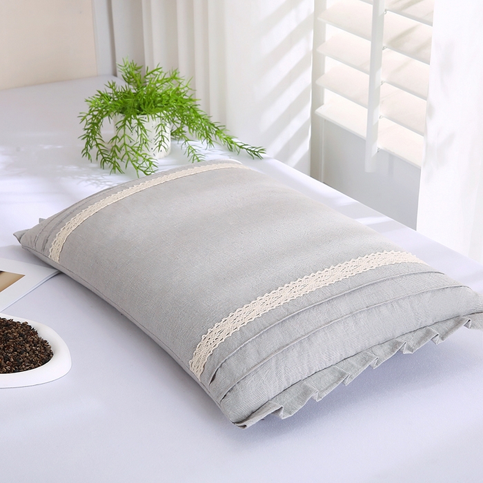 金牛枕芯 2025新款棉麻荞麦枕简约系列枕头枕芯全荞麦枕头枕芯 棉麻枕-灰