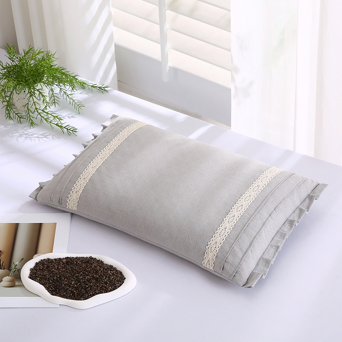 91家纺网 家纺一手货源 找家纺 金牛枕芯 2025新款棉麻荞麦枕简约系列枕头枕芯全荞麦枕头枕芯 棉麻枕-灰